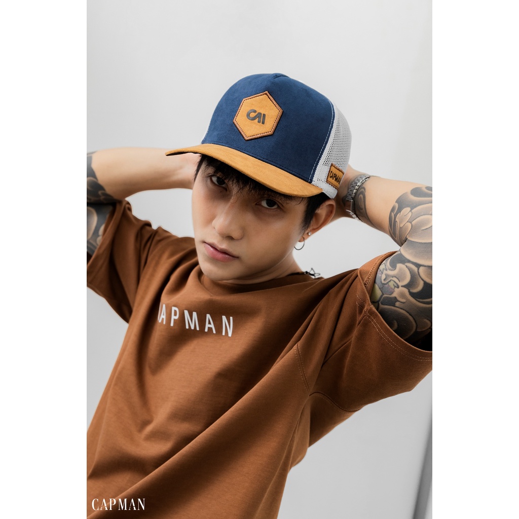 Mũ lưỡi trai thể thao trucker CAPMAN màu nâu xanh CM60