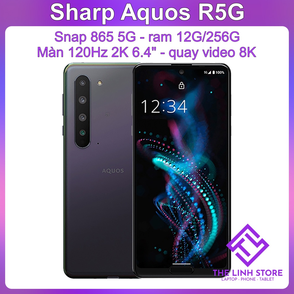 Điện thoại Sharp Aquos R5G màn 120Hz 2K - Snap 865 5G ram 12G 256G
