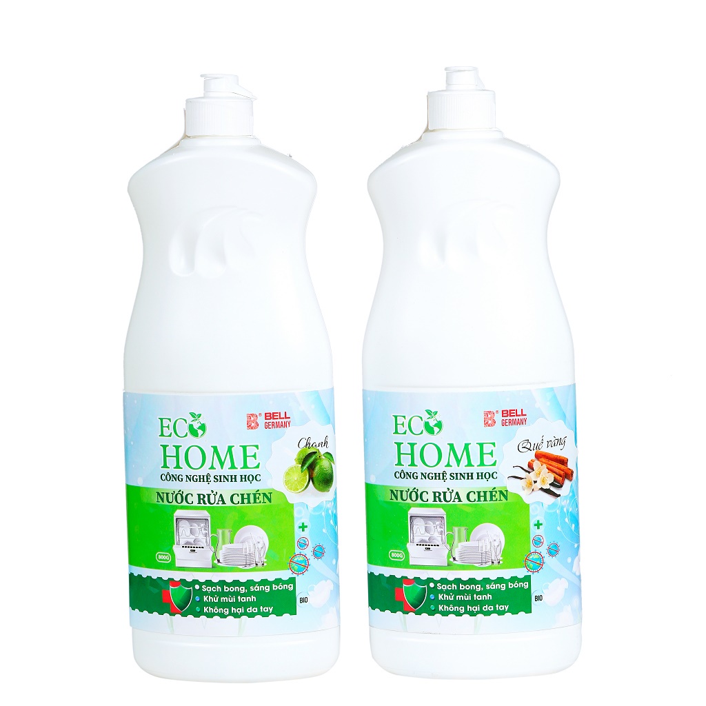 Nước Rửa Chén Công Nghệ Sinh Học ECOHOME 800g Chiết Xuất Chanh Quế Giúp Sạch Vi Khuẩn Bám Bẩn Trên Chén Đĩa