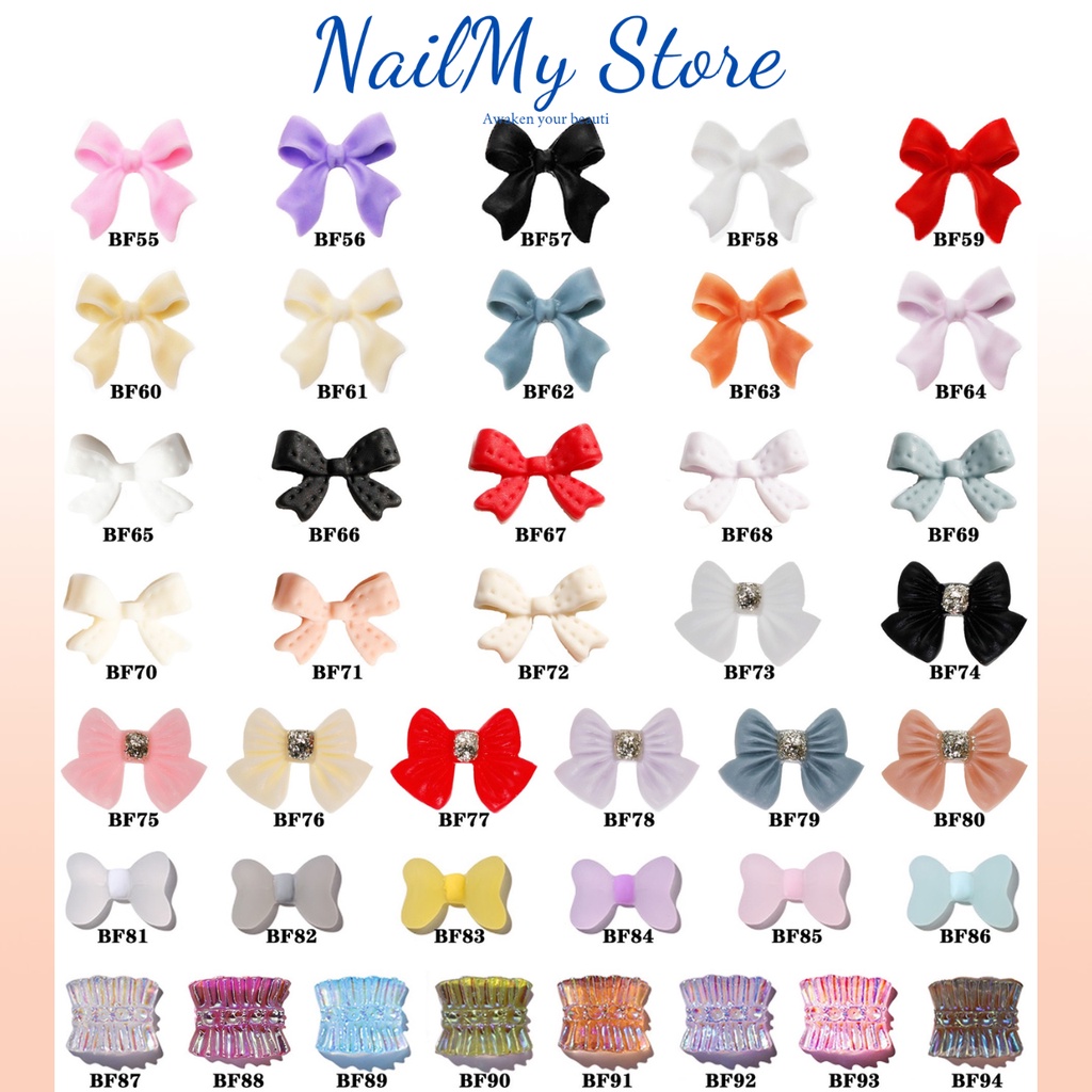 Charm nail, charm nơ nhựa, charm gắn móng mã 55-94
