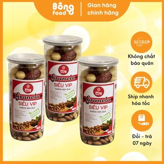 Combo 3 hộp granola siêu vip không hoa quả bông food 500g hỗ trợ giảm cân, bổ sung dinh dưỡng năng lượng cho cơ thể