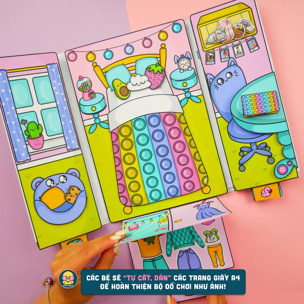 Ngôi Nhà Búp Bê Bằng Giấy - Nhà POP IT (7 Sắc Cầu Vồng) - Mẫu SP4