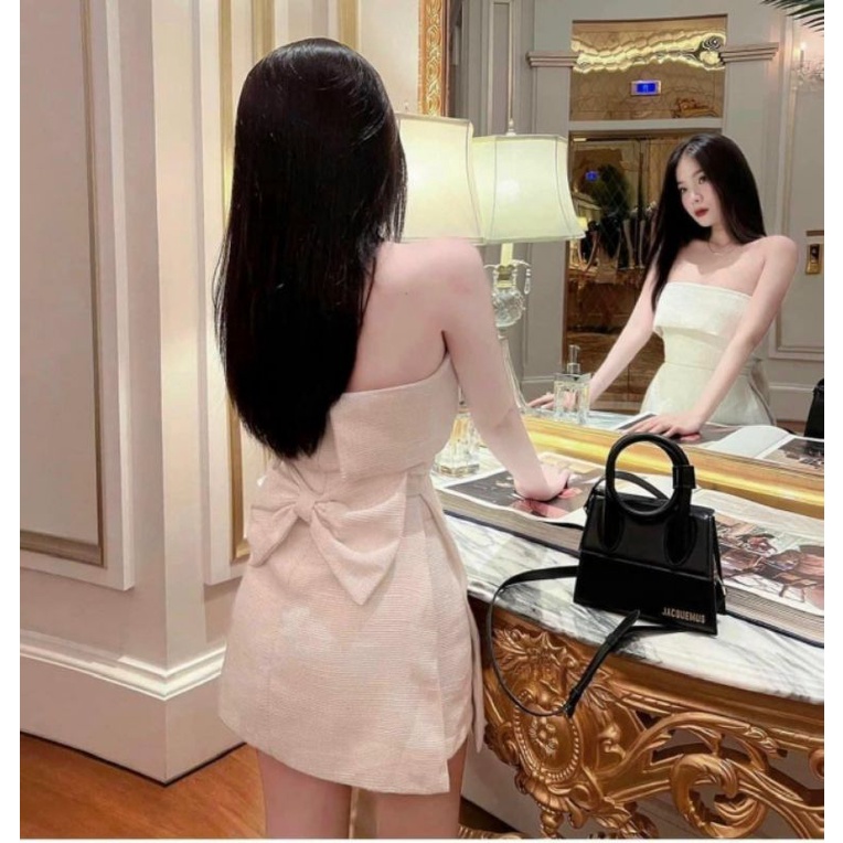 Set áo ống cúp ngực nơ siêu to kèm quần. Set áo cúp ngực chất lenin dày dặn, tôn dáng