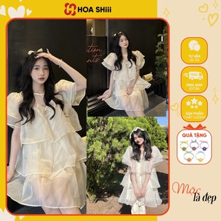 Váy babydoll tay bồng dáng xòe Nơ Ngực Hàng 2 Lớp phong cách Hàn Quốc siêu xinh ┃𝑯𝒐𝒂𝒔𝒉𝒊𝒊𝒊𝒊