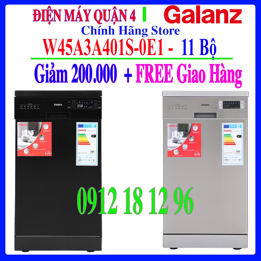 Máy rửa chén độc lập Có Sấy Galanz W45A3A401S-0E1(SS) / W45A3A401S-0E1(B)