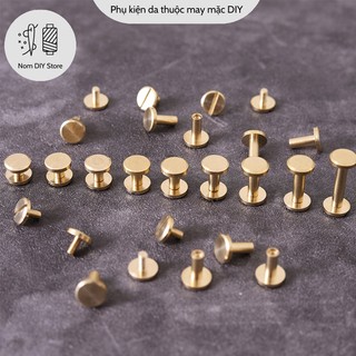 Đinh tán vít chicago ren vặn đầu phẳng chữ i đồng thau đúc phụ kiện làm đồ da thủ công handmade diy