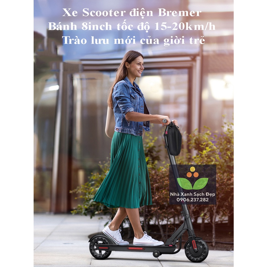 Xe scooter điện cỡ lớn Bremer pin 36v, tốc độ 25km/h, chịu tải đến 150kg cho thiếu niên, người đi làm