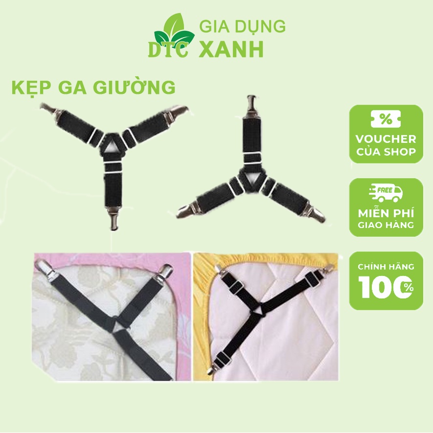 Bộ 4 kẹp ga giường drap chống xê dịch, chống tụt, Bộ 4 dây Kẹp drap giường 3 chấu Inox Cố Định Ga Giường, Drap Giường