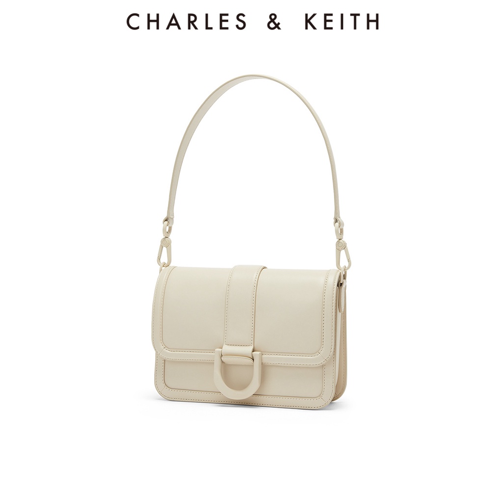 Charles and KEITH23 Xuân Hè / Mới SL2-80840528 Túi Đeo Chéo Nhỏ Hình Vuông Trang Trí Nút Thời Trang Cho Nữ