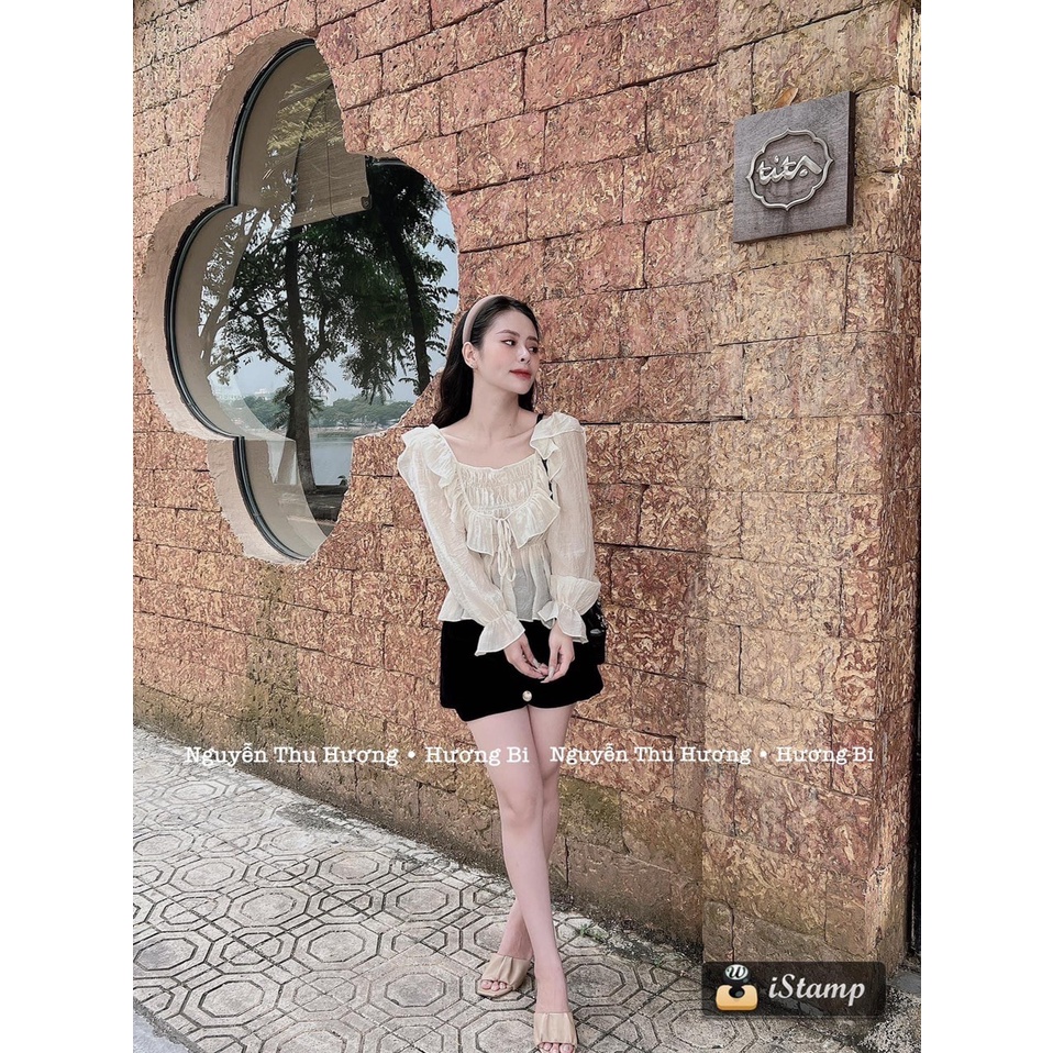 Áo tơ cổ bèo chất mát chun co dãn
