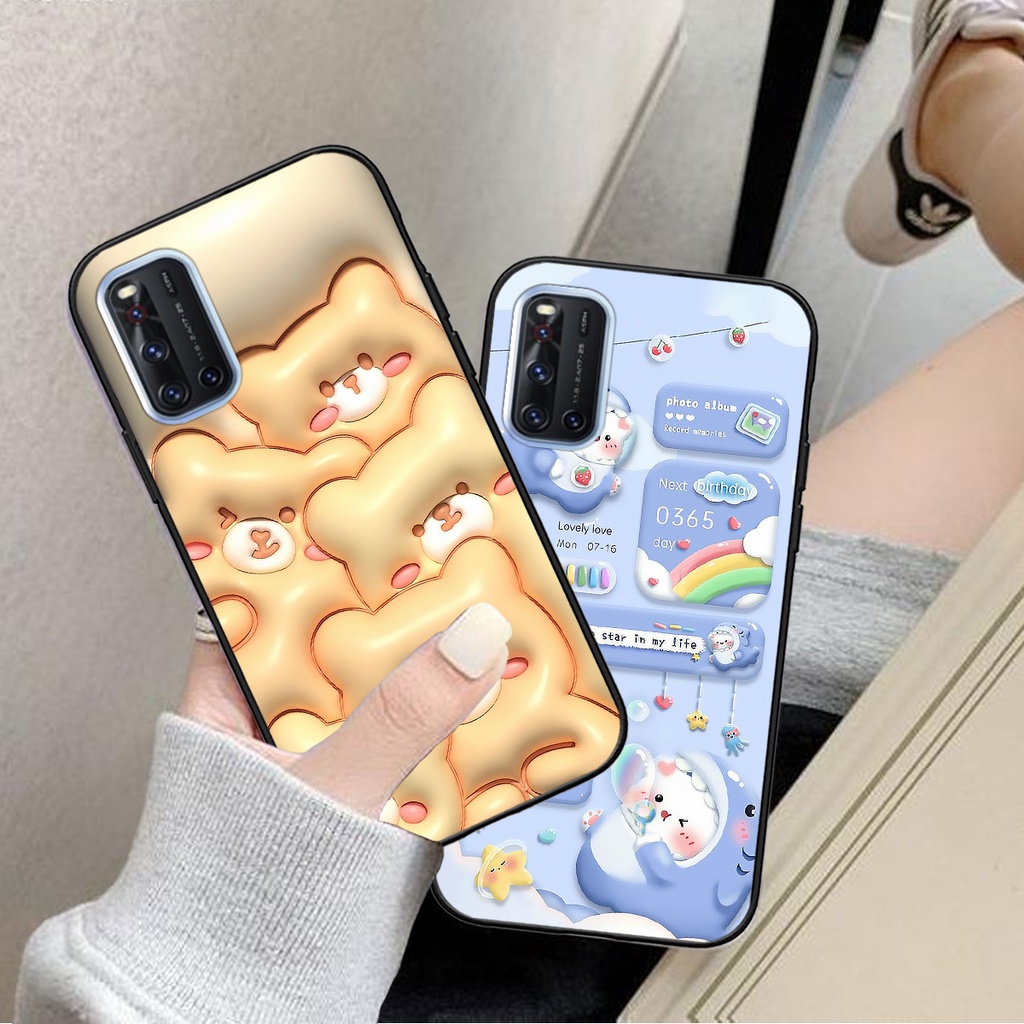 Ốp lưng Vivo V19 / V20 / V21 5G in phẳng hình gấu hot trend cute