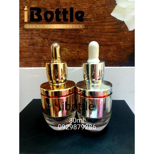 Chai lọ sang chiết mỹ phẩ-Chai thủy tinh ốp xi vàng bạc 30ml