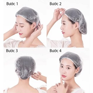 Túi 100 mũ nilon bao trùm tóc khi tắm hoặc ủ tóc tiện lợi và bọc thực phẩm an toàn tiện lợi