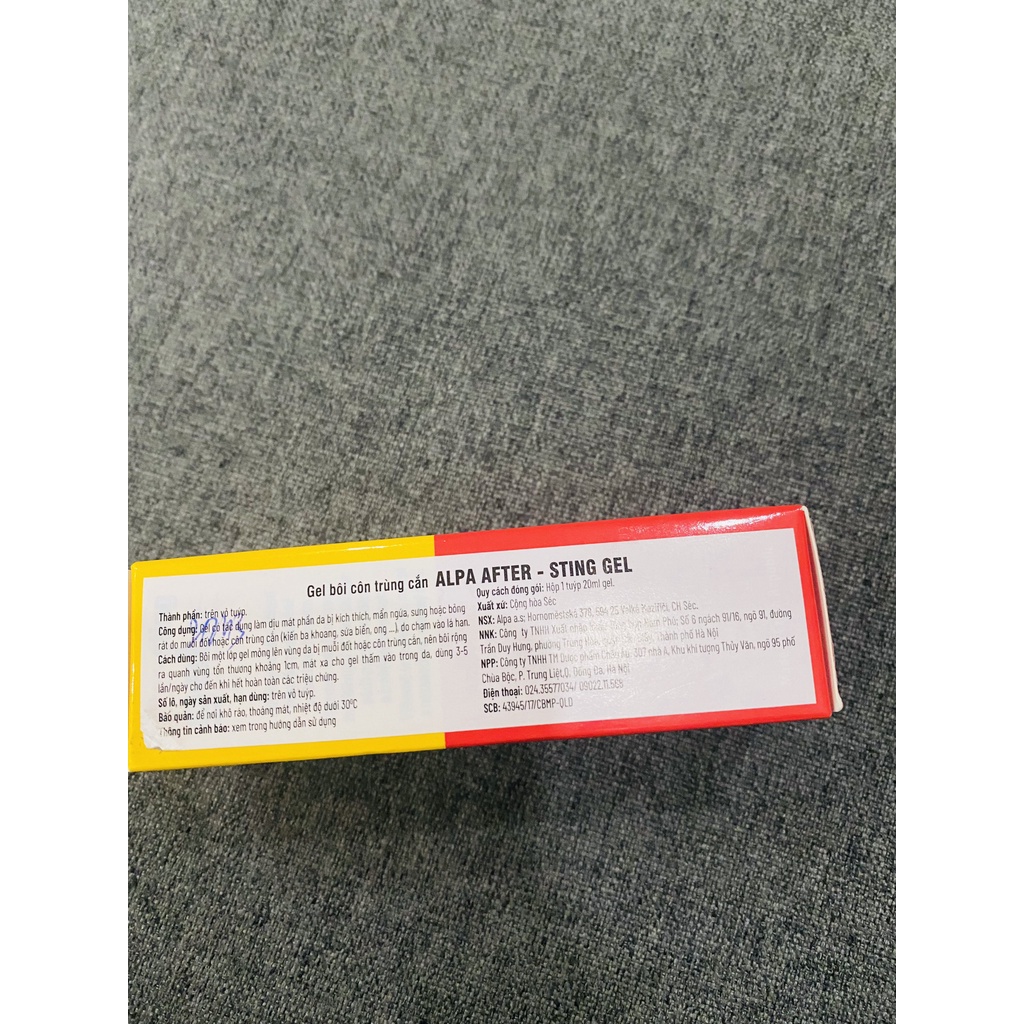 Gel bôi muỗi đốt côn trùng cắn cho trẻ em After Sting Gel tuýp 20ml - Hàng Séc