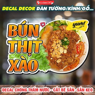 Decal trang trí bún thịt xào 🍓 hình dán trang trí quán bún thịt xào dán quán ăn, quán bún - decal dán tường chống nước