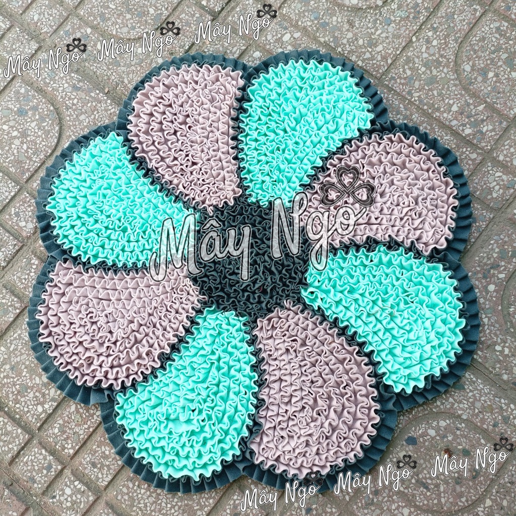 Thảm lau chân trang trí trong nhà handmade 50cm hoa 8 cánh