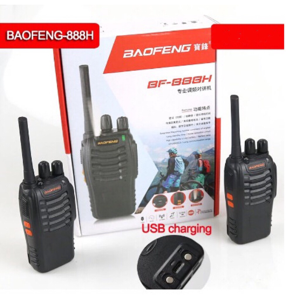 Máy Bộ Đàm Baofeng Chính Hãng BF-888H (16 Kênh, Nhỏ Gọn, Đàm Thoại 1>3km, Sạc Pin Cổng Micro USB, Bảo Hành 12 Tháng)