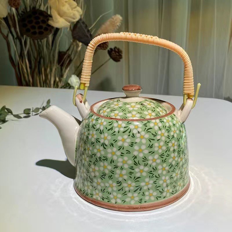 BỘ ẤM TRÀ GỐM SỨ  HÌNH HOA NHÍ VINTAGE CÓ LÕI LỌC