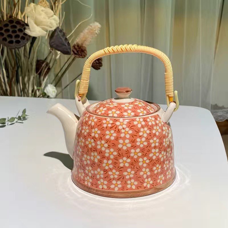 BỘ ẤM TRÀ GỐM SỨ  HÌNH HOA NHÍ VINTAGE CÓ LÕI LỌC