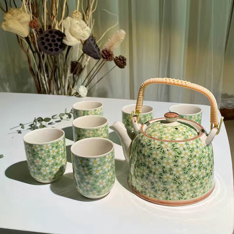 BỘ ẤM TRÀ GỐM SỨ  HÌNH HOA NHÍ VINTAGE CÓ LÕI LỌC