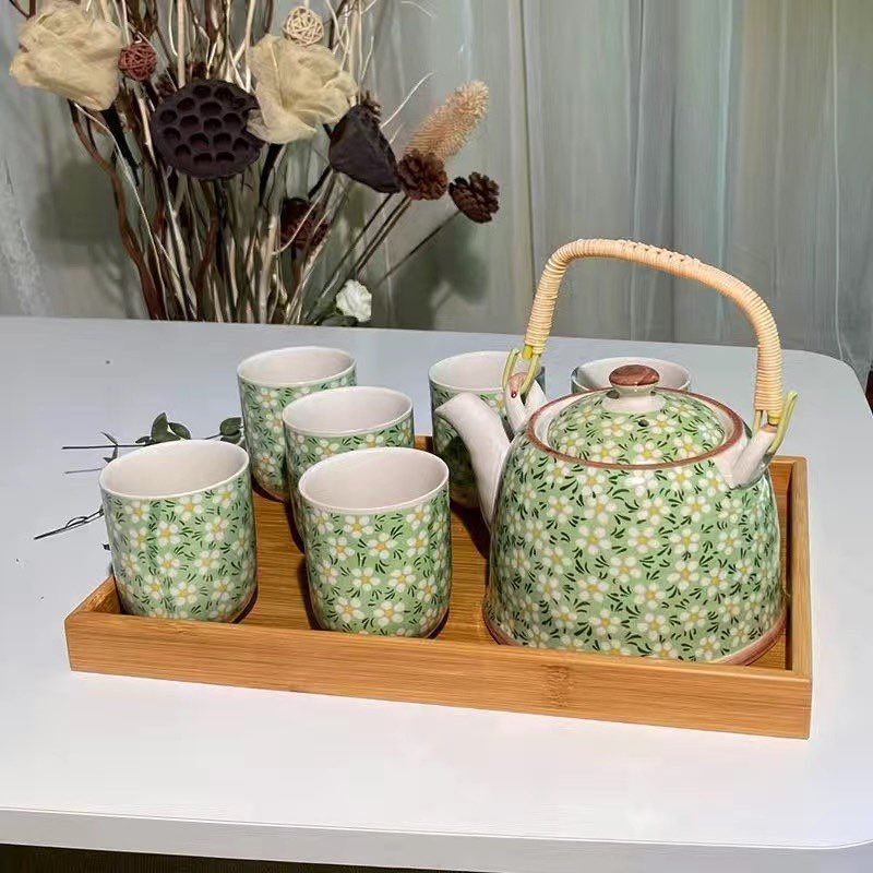 BỘ ẤM TRÀ GỐM SỨ  HÌNH HOA NHÍ VINTAGE CÓ LÕI LỌC