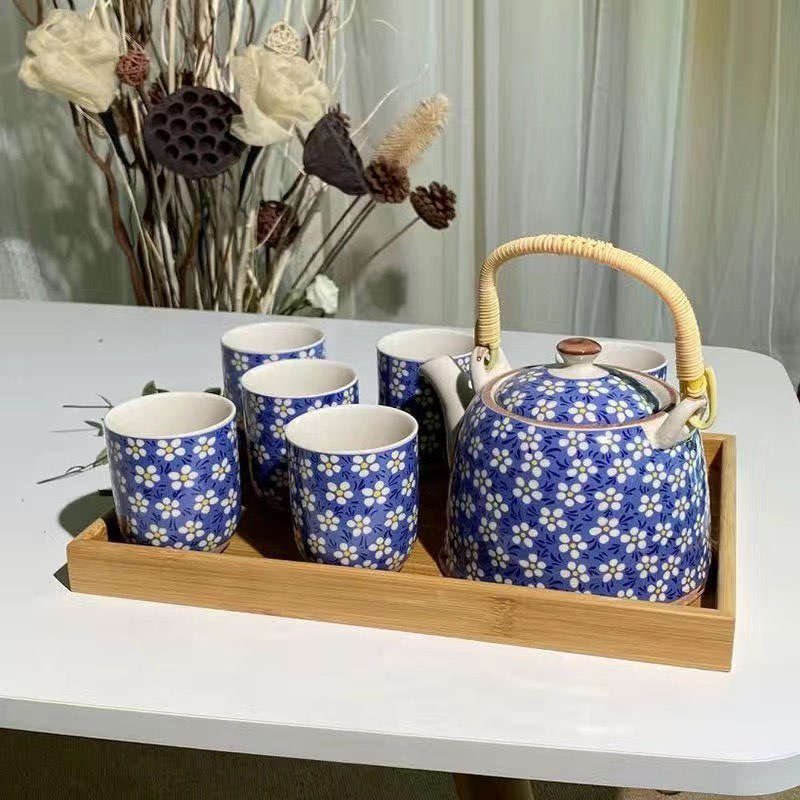 BỘ ẤM TRÀ GỐM SỨ  HÌNH HOA NHÍ VINTAGE CÓ LÕI LỌC