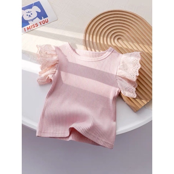 Áo thun cộc tay cánh tiên xinh xắn dễ mix đồ cho bé gái , phong cách Hàn Quốc ,EK402