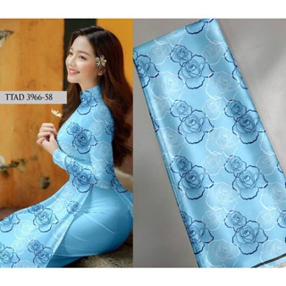 VẢI MAY ÁO DÀI HỌA TIẾT HOA HỒNG MÀU SẮC NHẸ NHÀNG