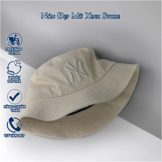 Nón Bucket NLB New York đen trắng viền, vải cotton cao cấp, thời trang Hàn Quốc