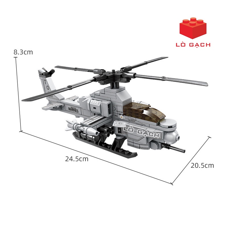 Bộ xếp hình Kazi - Máy bay trực thăng AH 1Z Viper quân đội Mỹ
