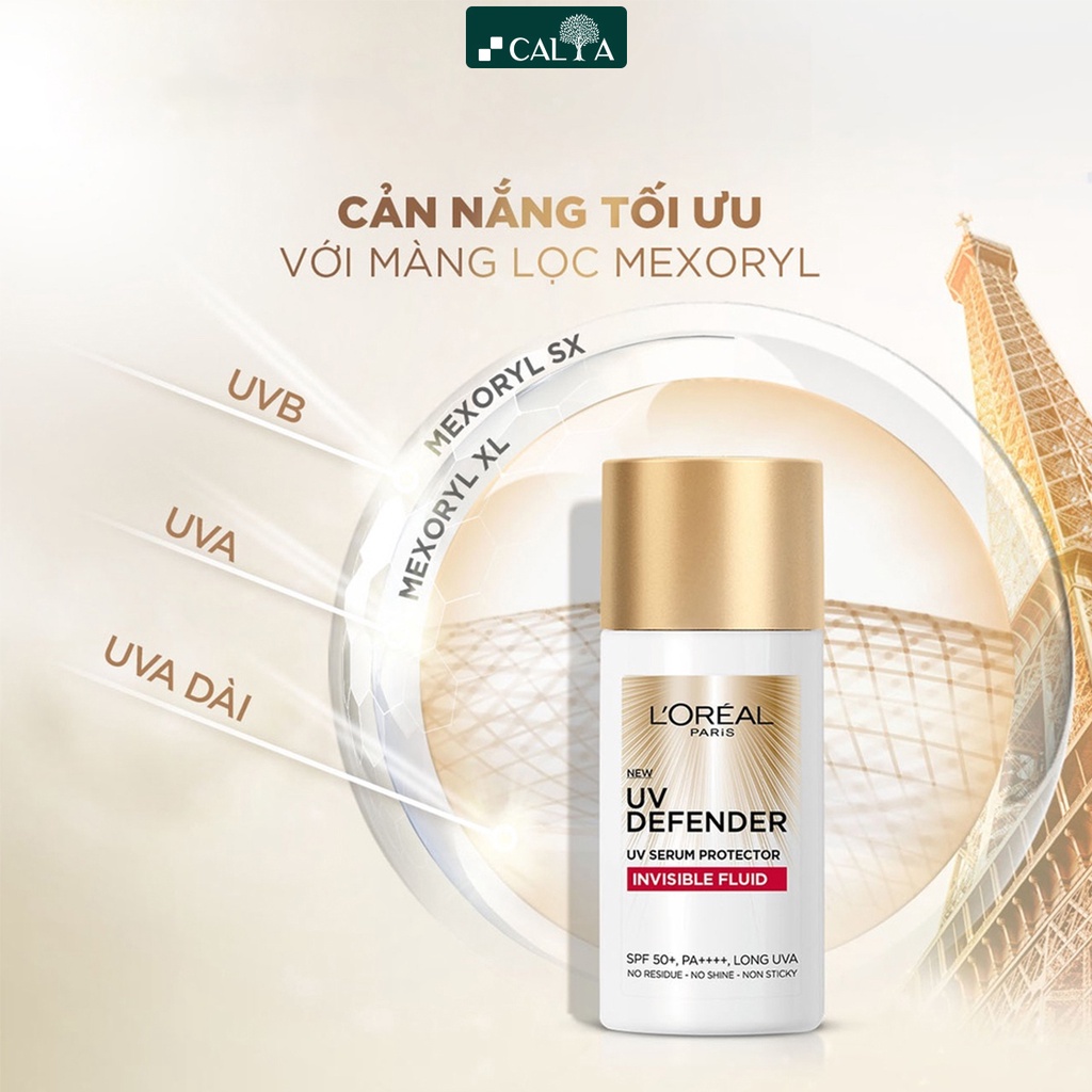 Kem Chống Nắng L'oreal X20 Màu Đỏ, Siêu Mỏng Nhẹ, Thoáng Mịn Da - UV Defender Serum Invisible Fluid SPF 50+ PA++++ 50ml