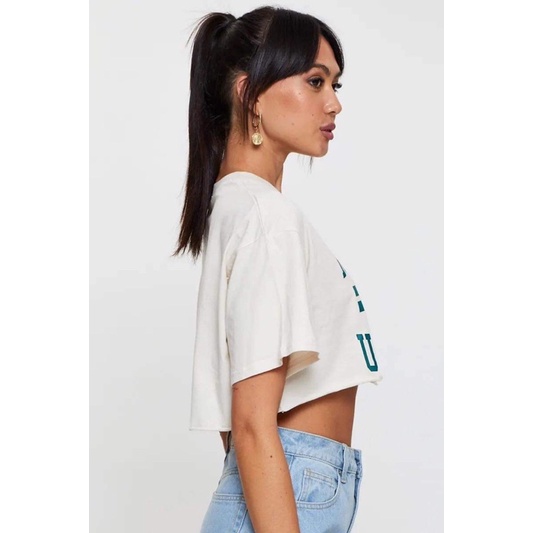 Áo thun croptop cánh dơi rộng thun cotton in chữ Minnesota Univercity, 2 màu