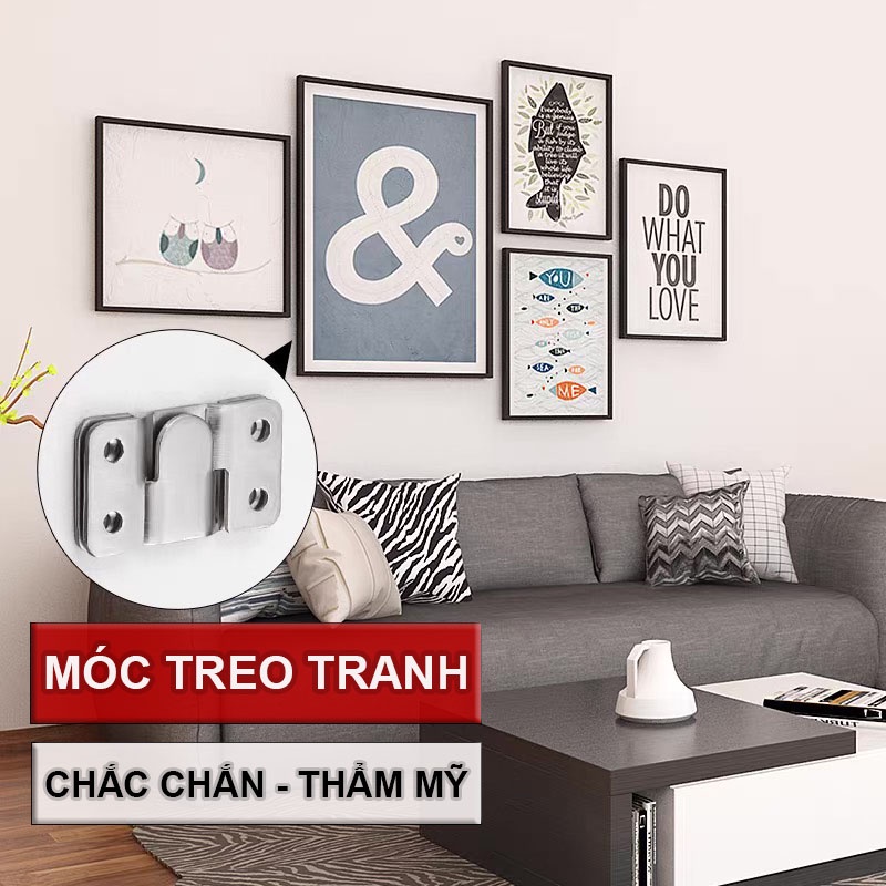Set 5 bộ móc gài treo tranh ảnh, dễ dàng tháo lắp, khung thép dày, chống xô lệch tranh khi treo