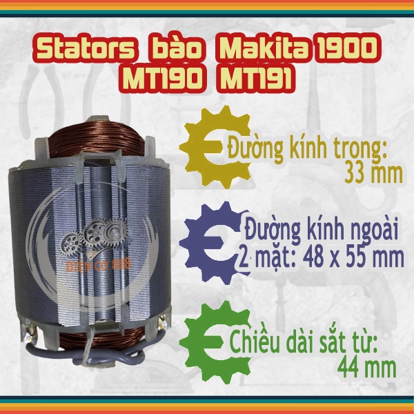 Cuộn stator bào Makita 1900 MT190 MT191 dùng chung - (Cuộn điện - pin máy bào Makita 1900)