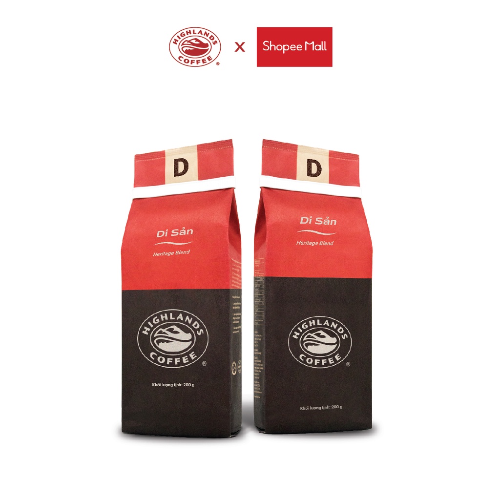 Combo 2 gói Cà phê rang xay Di sản Highlands Coffee 200g