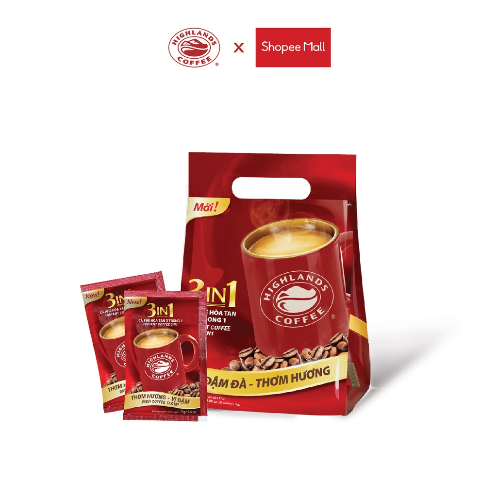 Cà Phê Highlands Coffee 3in1 Hòa Tan (50 Gói/túi x 17g/gói)