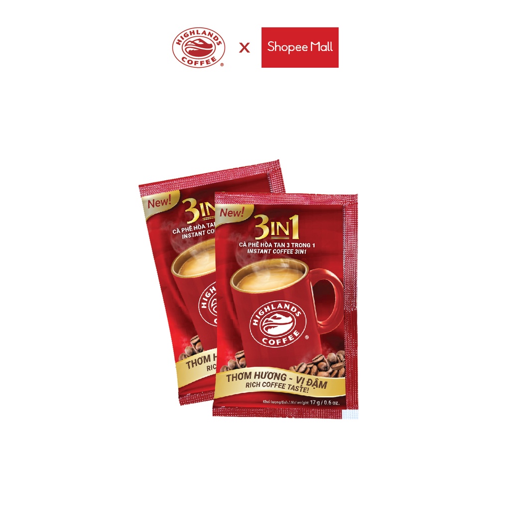 Cà Phê Highlands Coffee 3in1 Hòa Tan (50 Gói/túi x 17g/gói)