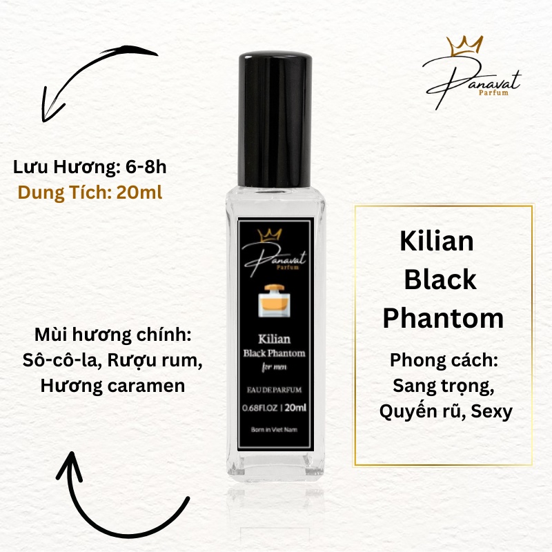 Tinh Dầu Nước Hoa Nam Black Phantom Chính Hãng Panavat Parfum 20ml Hương Nam Tính Mạnh Mẽ Độc Đáo Sang Chảnh