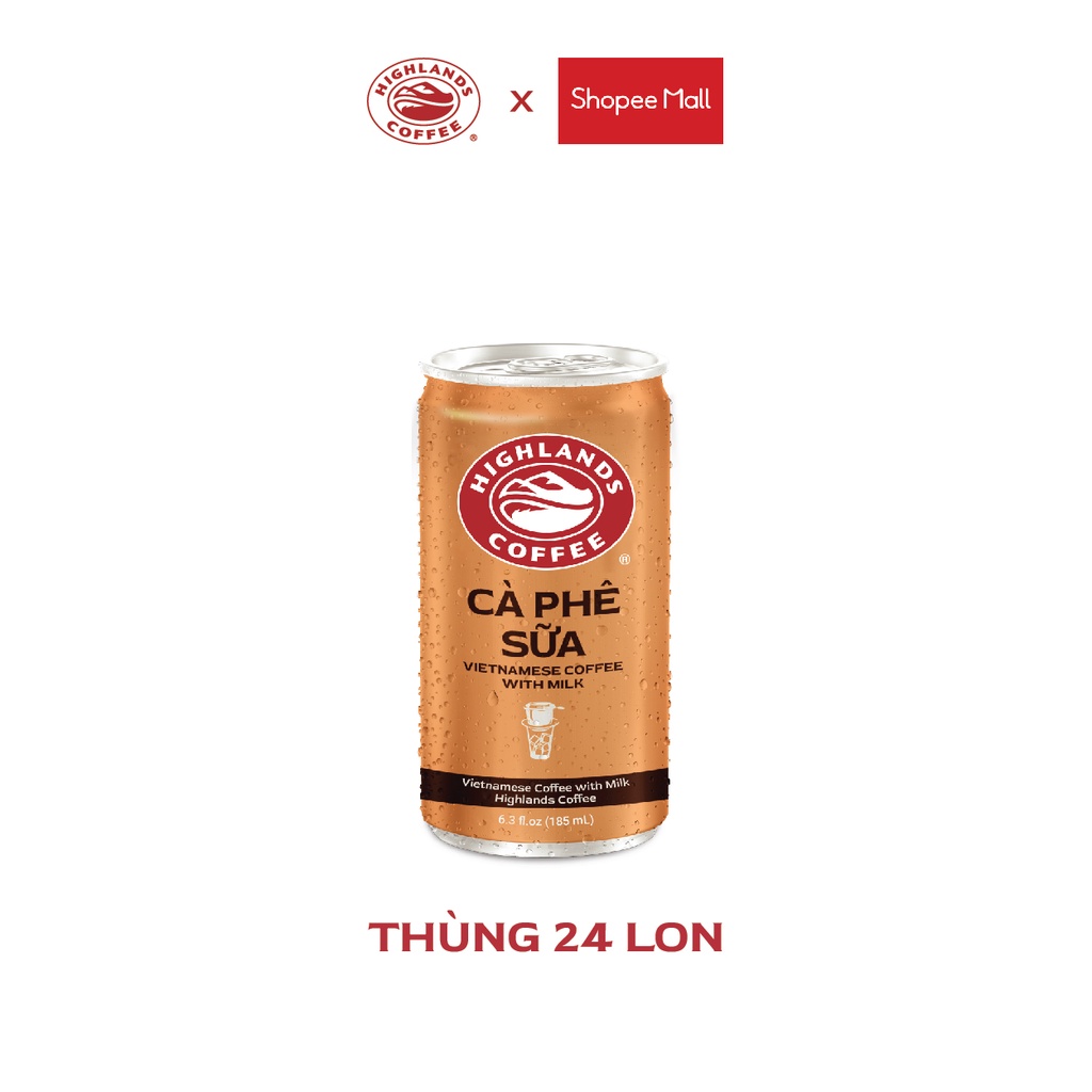 Mua Thùng 24 Lon Cà Phê Sữa Đá Highlands Coffee 185ml/lon Tặng túi vải tiện lợi