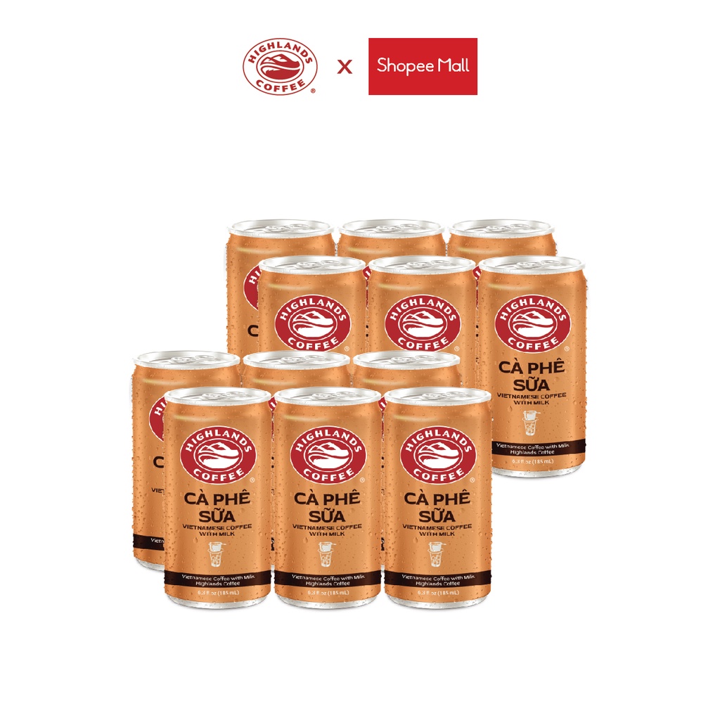 Mua Thùng 24 Lon Cà Phê Sữa Đá Highlands Coffee 185ml/lon Tặng túi vải tiện lợi