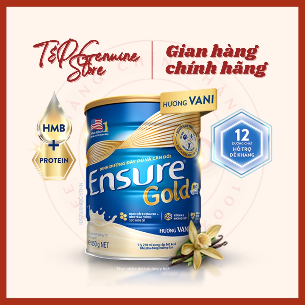 Sữa Bột Ensure Gold HMB 850g - Hương Vani - Date Mới Nhất