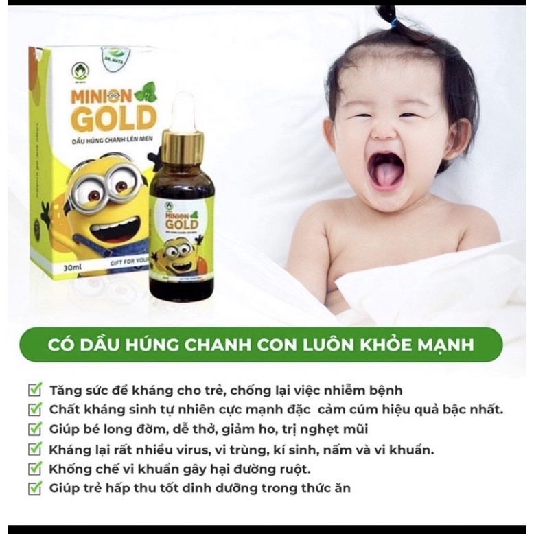 Dầu húng chanh lên men Minion Gold 30ml hết ho đờm, khò khè và tăng đề kháng