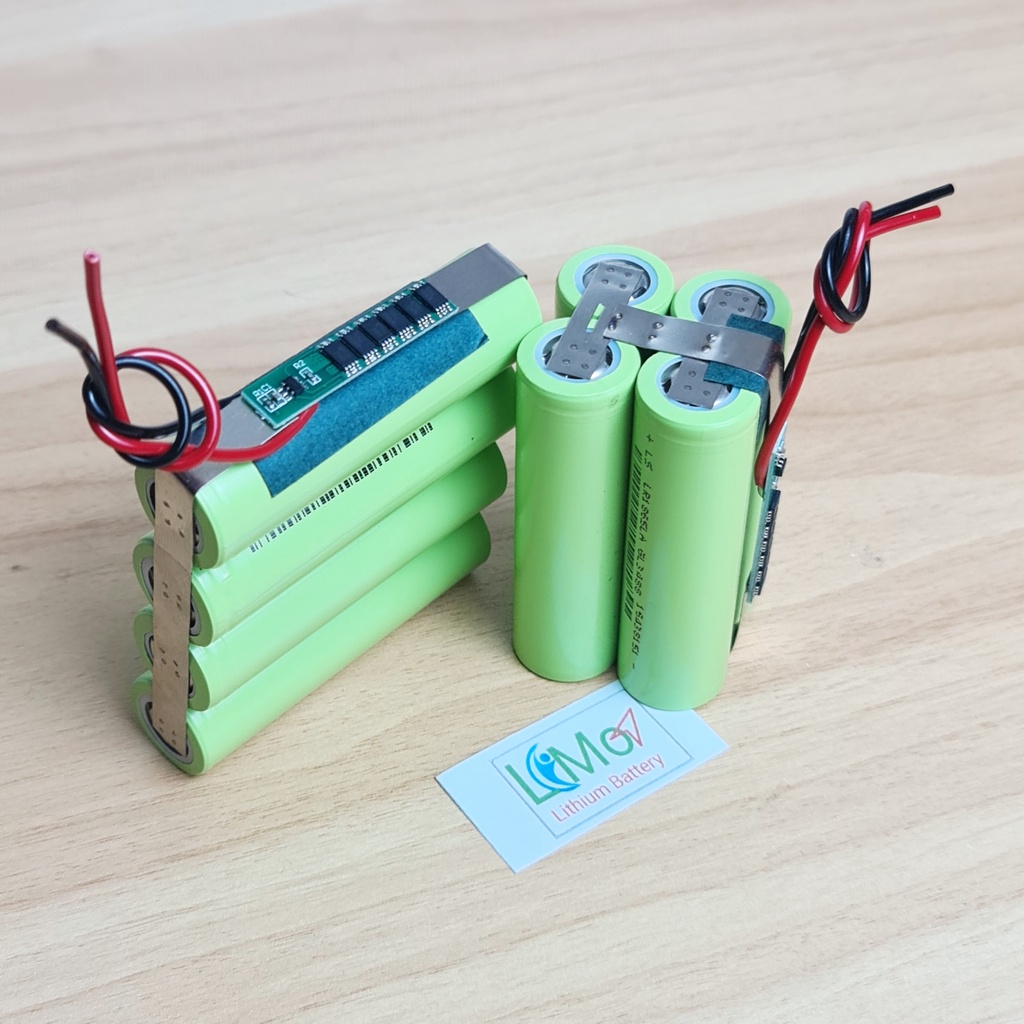 Khối pin 1S 3.7V - 4.2V 4 Cell 18650 10.000mAh - Xả 20A. Pin mới, dòng xả cao. Dùng cho loa, pin dự phòng, đèn... - LIMO