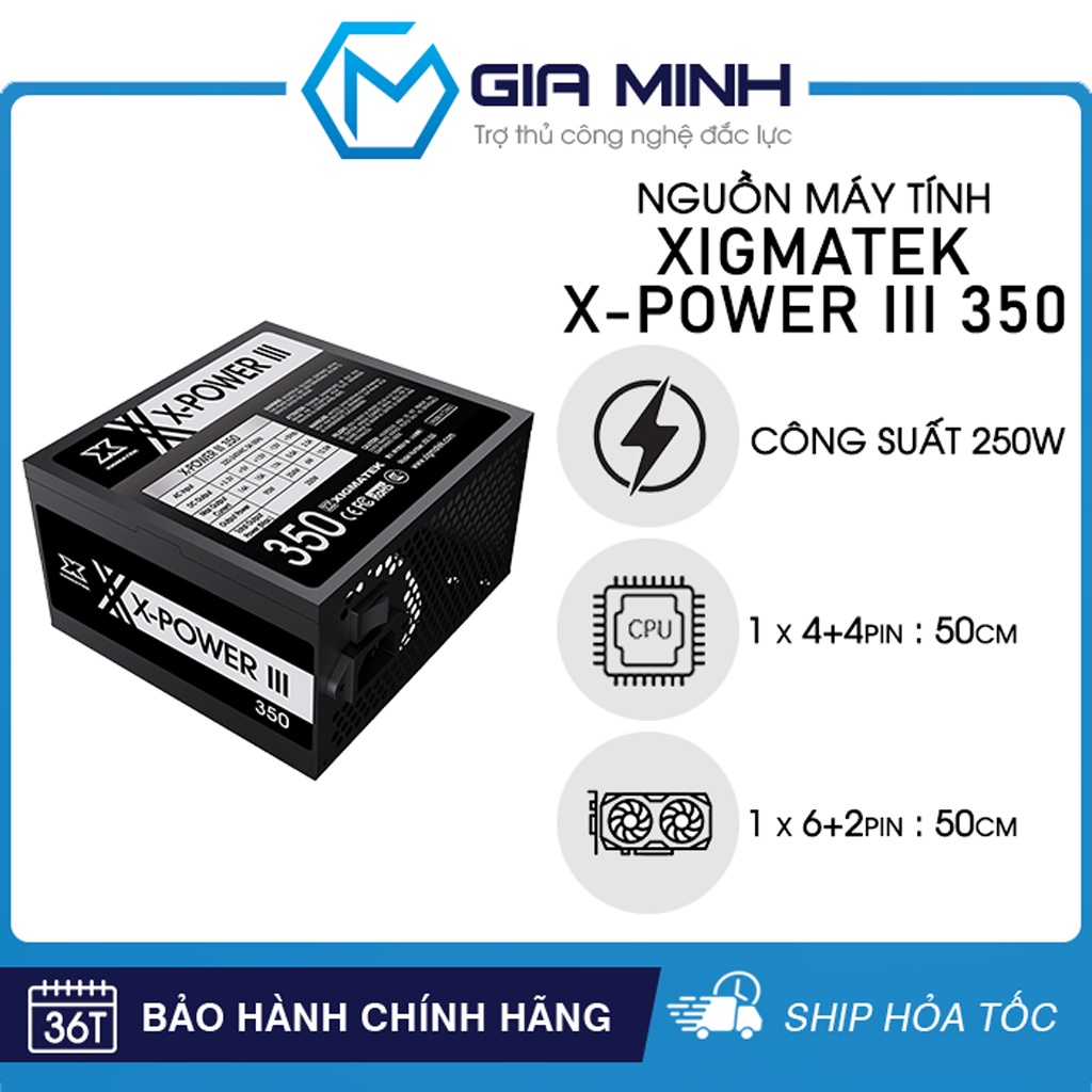 Nguồn Máy Tính Xigmatek X-POWER III X350 Văn Phòng - Hiệu Suất 78% - Hàng Chính Hãng - Bảo Hành 36 Tháng