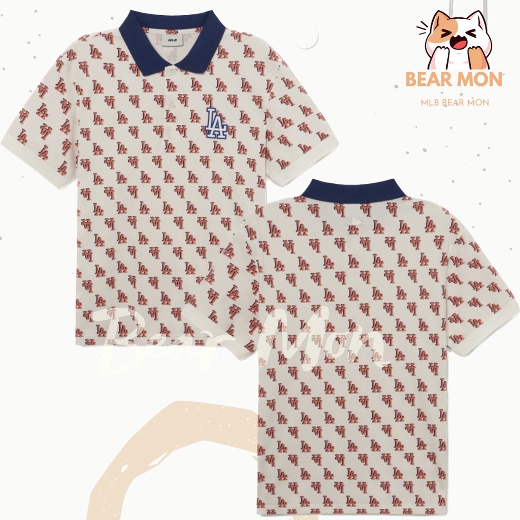 Áo Polo Nam MLB Men's Classic Monogram Front Pattern Karati Boston Red Sox 3Lpqm0133 màu đen xám trắng