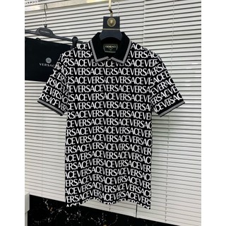 Áo polo Versace họa tiết logo chữ full check cổ LA 1-1 on web