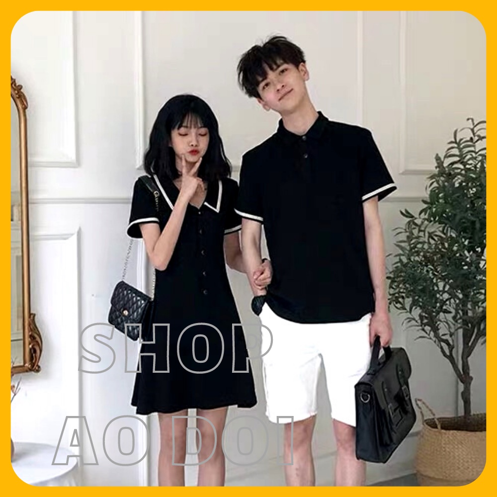 Đồ đôi nam nữ polo, đồ cặp nam nữ set couple áo nam đầm nữ có bigsize - đăng kèm HÌNH CHỤP THẬT
