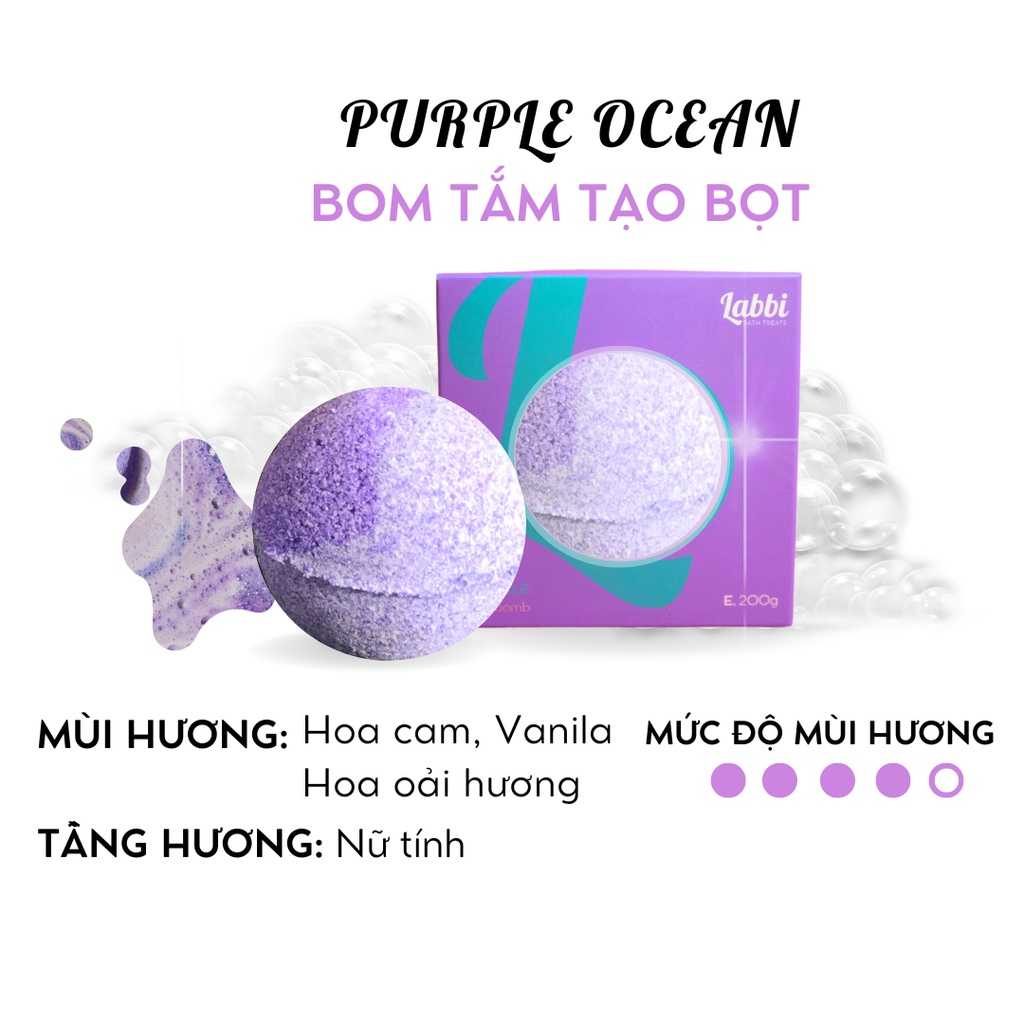 Bom tắm tạo bọt PURPLE OCEAN [Labbi] Bubble Bath bomb/ Viên tạo bọt bồn tắm