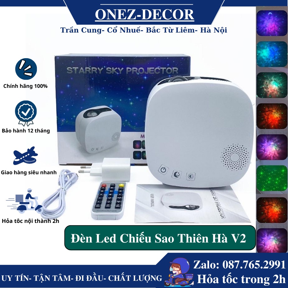 Đèn chiếu sao thiên hà V2 Chiếu bầu trời sao V2 Có Loa Bluetooth Nháy theo nhạc cực hay [bảo hành 12 tháng]