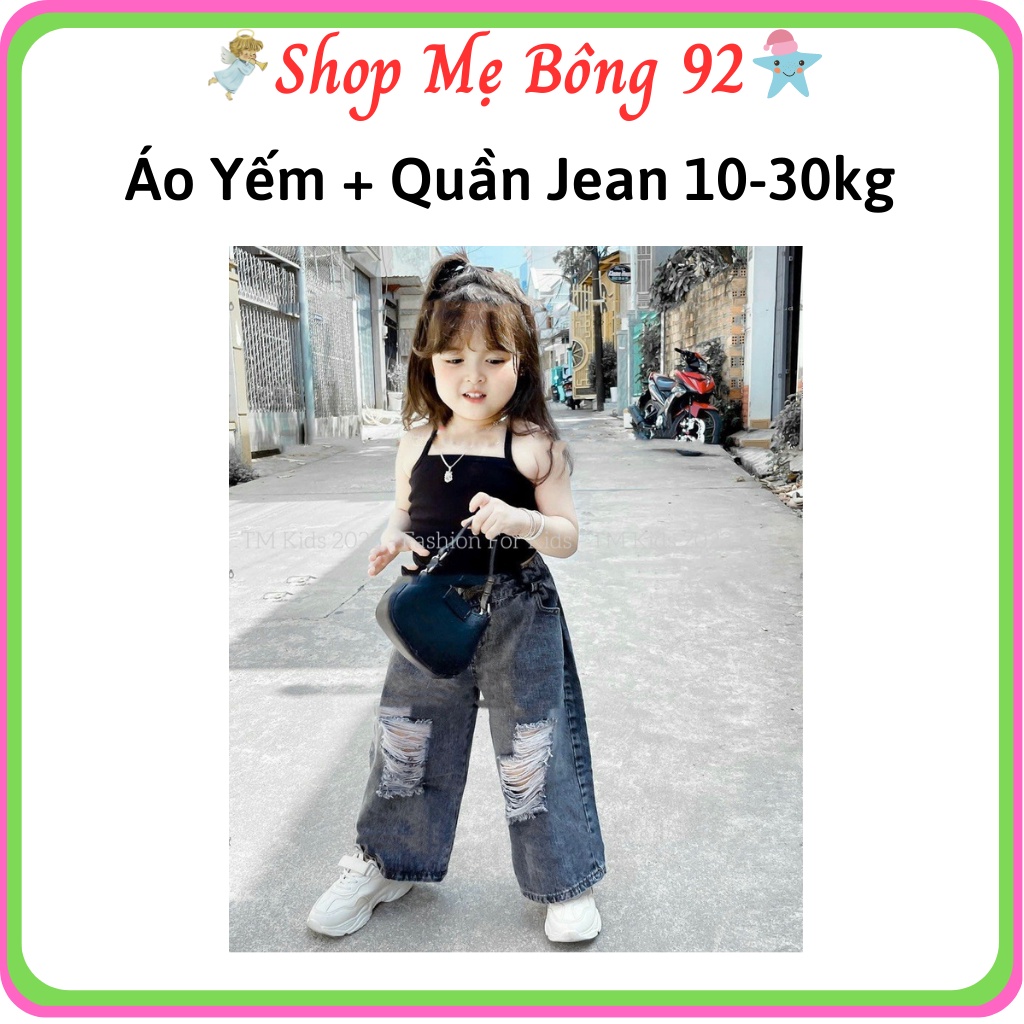 Bộ Bé Gái Áo Yếm + Quần Jean Ống Sớ Mùa Hè 10-30kg BG2627 - Shop Mẹ Bông 92